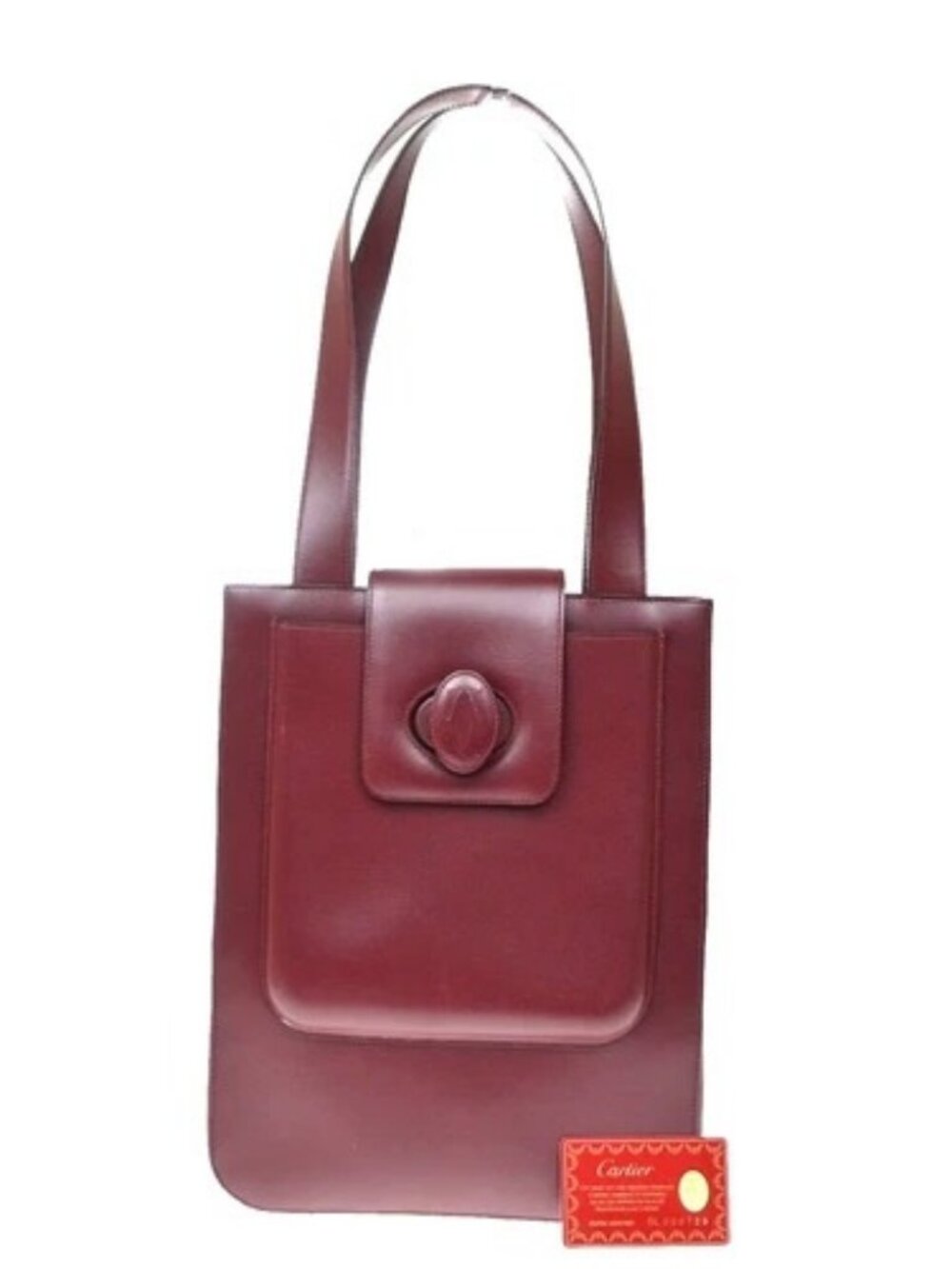 MUST DE CARTIER Logo Turn Lock Shoulder Bag Leather Red GHW France 76RQ135